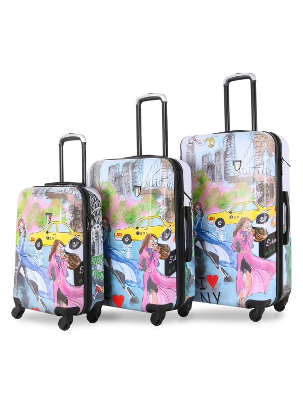 TUCCI Italy York Love 3-Piece Print Hardshell Luggage Set